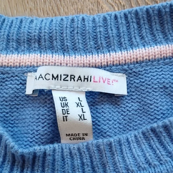 Isaac Mizrahi Blue and Brown Crewneck Sweaters - Picture 4 of 5